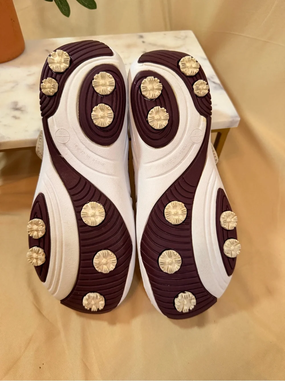 Dawgs White Clog with Purple Strap and Paw Accent